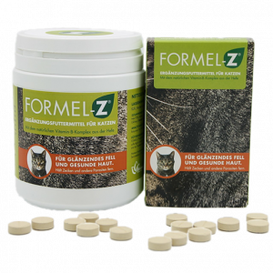 Formel-Z Katzenfutter in 125g und 550g Packungen – ausgewogene Ernährung für Katzen.